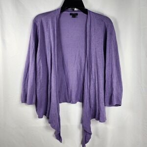 J Jill Linen Viscose Cardigan Womens Large Minimalist Layering Coquette Office